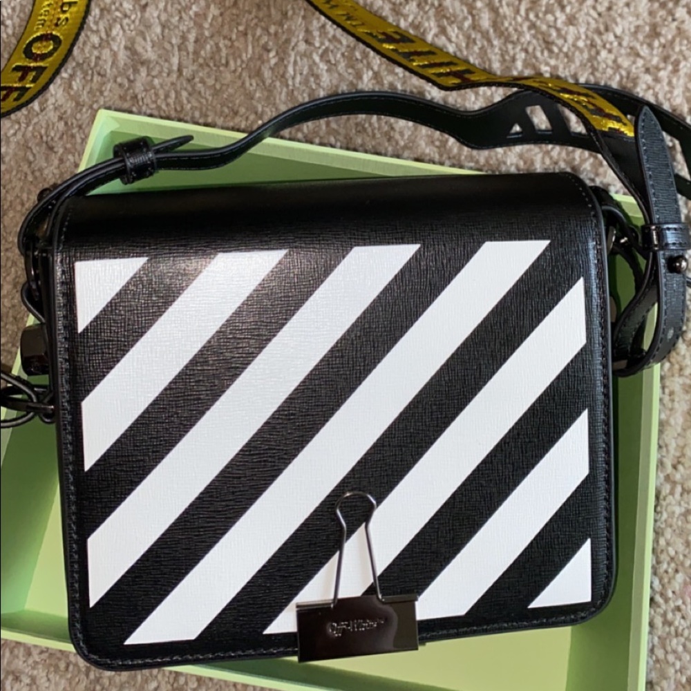 Off White Diagonal Stripe Handbag Purse